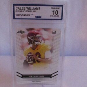 CALEB WILLIAMS 2022 Leaf RC 2022 #RC 11 GEM MINT 10
